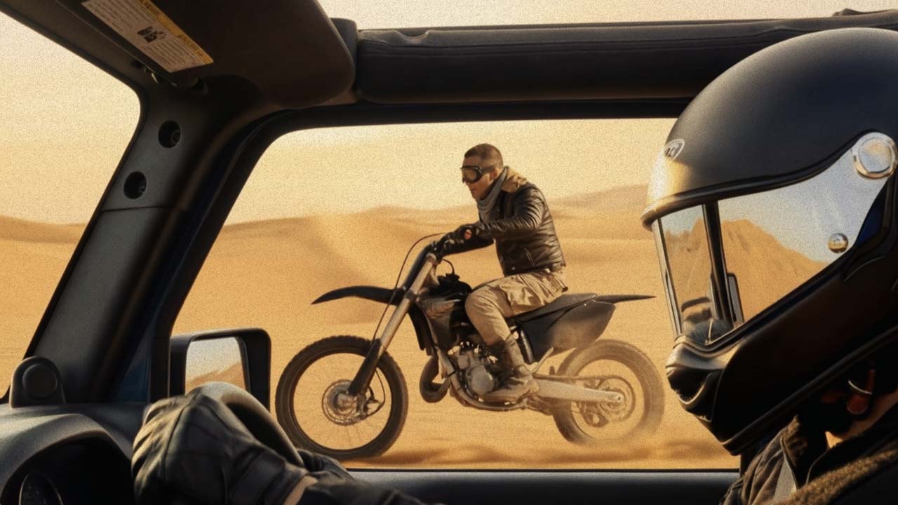 Sandstorm inside Jeep racing motorcycle Jesse Gunzel