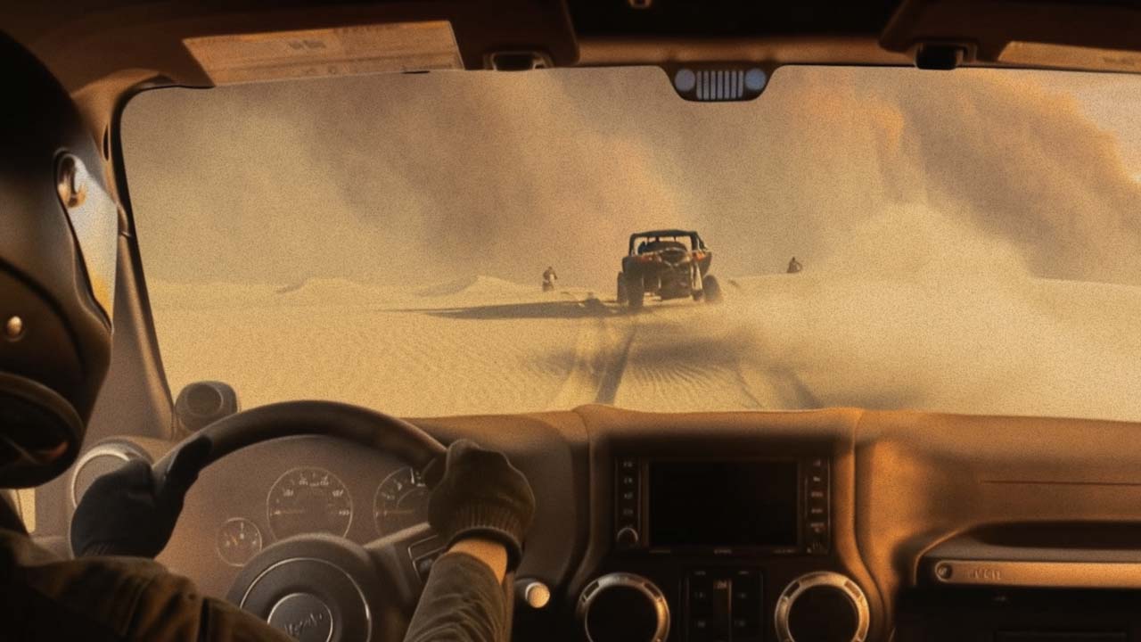 Sandstorm inside Jeep first person view Jesse Gunzel